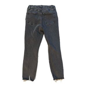 Good American Good Waist Gray Raw Hem Skinny Crop